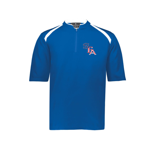 [229581-AS-RYL-LOGO1] Men's Dugout Short Sleeve Pullover (Adult S, Royal, Logo 1)