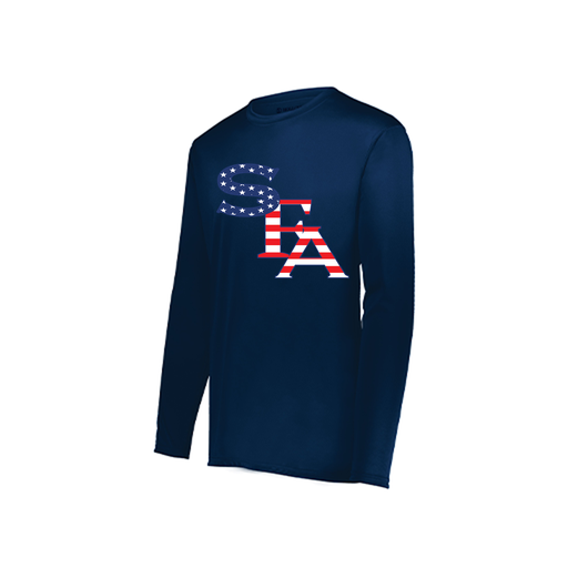 [222822.065.XS-LOGO1] Men's LS Smooth Sport Shirt (Adult XS, Navy, Logo 1)