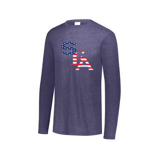 [FTLCUBNV-AXS-LOGO1] Decker Men's Tri-Blend T-Shirt - Long Sleeve (Adult XS, Navy, Logo 1)