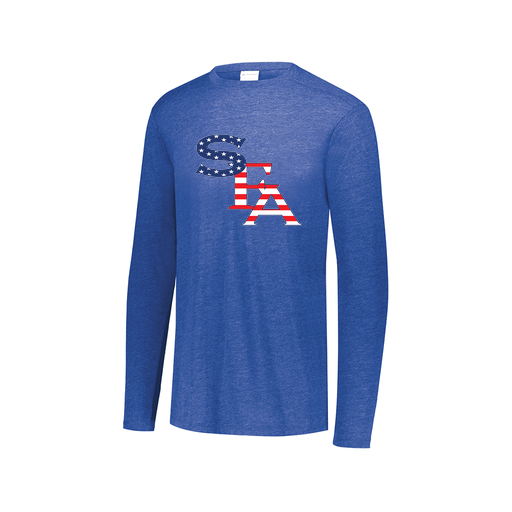 [FTLCUBRY-AXS-LOGO1] Decker Men's Tri-Blend T-Shirt - Long Sleeve (Adult XS, Royal, Logo 1)
