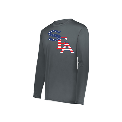 [222823.059.S-LOGO1] Youth LS Smooth Sport Shirt (Youth S, Gray, Logo 1)