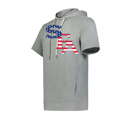 [222605-SIL-YS-LOGO1] YOUTH VENTURA SOFT KNIT SHORT SLEEVE HOODIE (Youth S, Silver, Logo 1)