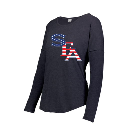 [FTLCUBNV-FAXS-LOGO1] Decker Women's Tri-Blend T-Shirt - Long Sleeve (Female Adult XS, Navy, Logo 1)